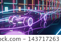 Neon futuristic car race bg 3d render 143717263