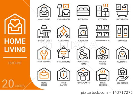 home and living outline icon set,20 vector icons home and living outline icon set,20 vector icons 143717275