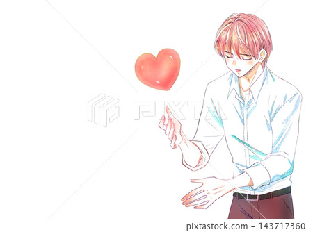 A man reaching out his hand and a heart shape - love A man reaching out his hand and a heart shape - love 143717360