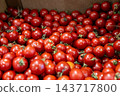Fresh Ripe Tomatoes In Crate At Market Pile Of Red Garden Produce 143717800