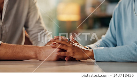 People, hands and table with empathy for relationship, .... or trust in house. Couple, together and solidarity in home with support or kindness, helping others with comfort or prayer in living room People, hands and table with empathy for relationship, .... or trust in house. Couple, together and solidarity in home with support or kindness, helping others with comfort or prayer in living room 143718436