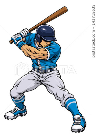 Baseball Batter Ready to Swing Cartoon Illustration Baseball Batter Ready to Swing Cartoon Illustration 143718635