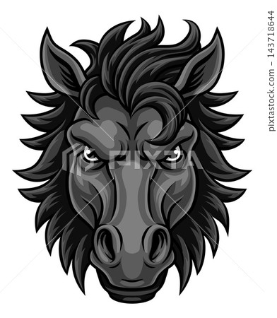 Horse Mustang Stallion Bronco Sports Team Mascot Horse Mustang Stallion Bronco Sports Team Mascot 143718644