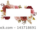 Hand drawn frame with autumn flowers and leaves. Watercolor illustration. 143718691