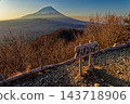 從Shoji湖看見的早晨富士山，全景立場 143718906