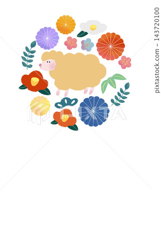 New Year's cards with cute and pop-style sheep illustrations 143720100