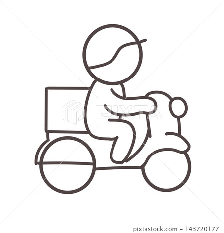 A stick figure delivering on a scooter 143720177