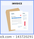 Invoice document and square envelope illustration material. Vector material for business accounting and invoice sending. 143720291