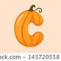 Pumpkin Letter C Vector Clipart for Autumn Alphabet Design 143720558
