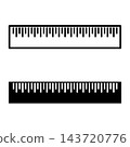 A set of two simple icons: a black ruler line drawing and a silhouette icon, with a transparent background. 143720776