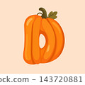 Pumpkin Letter D Vector Clipart for Autumn Alphabet Design 143720881