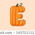 Pumpkin Letter E Vector Clipart for Autumn Alphabet Design 143721112