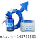 Mens skincare serum and moisturizing cream with male symbol. 3D rendering 143721363