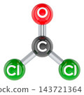 Phosgene COCl2 molecular model of toxic industrial chemical. 3D rendering 143721364