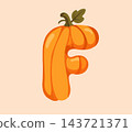Pumpkin Letter F Vector Clipart for Autumn Alphabet Design 143721371