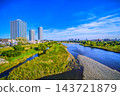 Kawasaki cityscape, Japan, October 17. View of the Tama River and the cluster of high-rise apartment buildings in front of Musashi-Kosugi Station = 2026 143721879