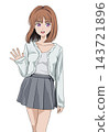 A woman waving a hand 143721896