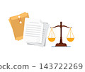 legal documents paper folder and justice scale balance illustration set 143722269