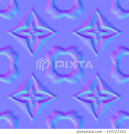 Normal Map for Embossed Star and Rosette Tile Normal Map for Embossed Star and Rosette Tile 143722342