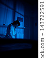 Thoughts in darkness. Nighttime reflections under moonlight. Contemplative hours spent awake beneath gentle moon. Restless thoughts and patient musings during luminous night hours 143722591
