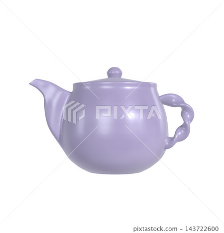 Purple 3D teapot on a white background 143722600