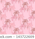 Hand-drawn abstract palm tree colorful seamless pattern Hawaiian ethnic boho print Vector 143722609