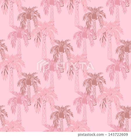 Hand-drawn abstract palm tree colorful seamless pattern Hawaiian ethnic boho print Vector Hand-drawn abstract palm tree colorful seamless pattern Hawaiian ethnic boho print Vector 143722609