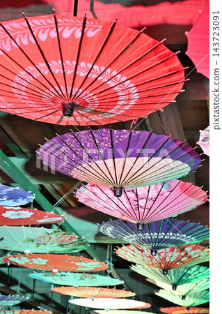 Colorful Japanese umbrellas displayed at the former Horikiri Residence (Fukushima City, Fukushima Prefecture) Colorful Japanese umbrellas displayed at the former Horikiri Residence (Fukushima City, Fukushima Prefecture) 143723091