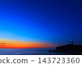 The pre-dawn sky and Inubosaki Lighthouse 143723360