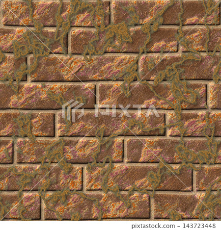 Brown Brick Wall with Moss and Lichen Seamless Texture Brown Brick Wall with Moss and Lichen Seamless Texture 143723448