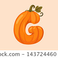 Pumpkin Letter G Vector Clipart for Autumn Alphabet Design 143724460