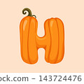 Pumpkin Letter H Vector Clipart for Autumn Alphabet Design 143724476