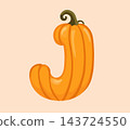 Pumpkin Letter J Vector Clipart for Autumn Alphabet Design 143724550