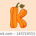 Pumpkin Letter K Vector Clipart for Autumn Alphabet Design 143724553