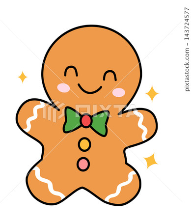 Gingerbread man cookie with green bow christmas bakery element sticker print visual graphic clipart artwork design icon illustration Gingerbread man cookie with green bow christmas bakery element sticker print visual graphic clipart artwork design icon illustration 143724577