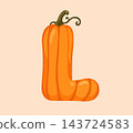 Pumpkin Letter L Vector Clipart for Autumn Alphabet Design 143724583