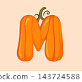 Pumpkin Letter M Vector Clipart for Autumn Alphabet Design 143724588