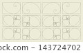 Golden ratio harmony proportions template. Horizontal Fibonacci numbers array set of 12 elements. Golden ratio used in design. 143724702