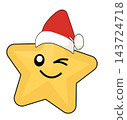 Cute yellow star character wearing santa hat holiday mascot element sticker print visual graphic clipart artwork design icon illustration Cute yellow star character wearing santa hat holiday mascot element sticker print visual graphic clipart artwork design icon illustration 143724718