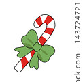 Candy cane with green bow and holly leaves christmas sweet element sticker print visual graphic clipart artwork design icon illustration Candy cane with green bow and holly leaves christmas sweet element sticker print visual graphic clipart artwork design icon illustration 143724721