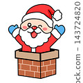 Cute santa claus popping out of brick chimney christmas element sticker print visual graphic clipart artwork design icon illustration Cute santa claus popping out of brick chimney christmas element sticker print visual graphic clipart artwork design icon illustration 143724820