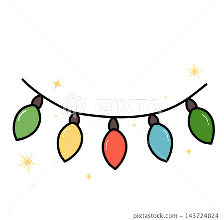Colorful string lights christmas garland party holiday element sticker print visual graphic clipart artwork design icon illustration Colorful string lights christmas garland party holiday element sticker print visual graphic clipart artwork design icon illustration 143724824