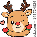 Cute reindeer head character wearing red mittens christmas element sticker print visual graphic clipart artwork design icon illustration Cute reindeer head character wearing red mittens christmas element sticker print visual graphic clipart artwork design icon illustration 143724826