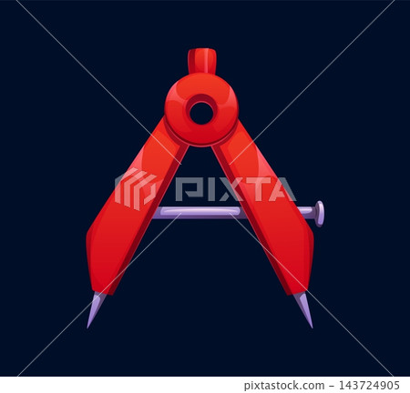 Cartoon letter A shaped as drawing compass tool. School font, education typeface, abc type tuition English alphabet for learning and classroom. Creative vector typeset as geometry drafting instrument Cartoon letter A shaped as drawing compass tool. School font, education typeface, abc type tuition English alphabet for learning and classroom. Creative vector typeset as geometry drafting instrument 143724905