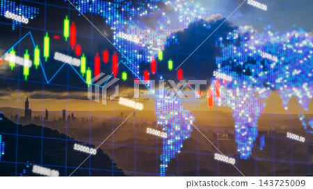 Financial Stock Market Graph Over Taipei City Skyline Financial Stock Market Graph Over Taipei City Skyline 143725009