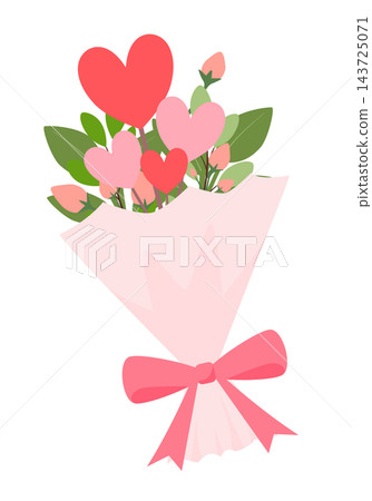 Bouquet of pink roses and hearts romantic valentine floral element sticker print visual graphic clipart artwork design icon illustration Bouquet of pink roses and hearts romantic valentine floral element sticker print visual graphic clipart artwork design icon illustration 143725071