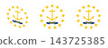 Rhode Island flags collection. Waving flag of Rhode Island, round flag in circle shape. 143725385