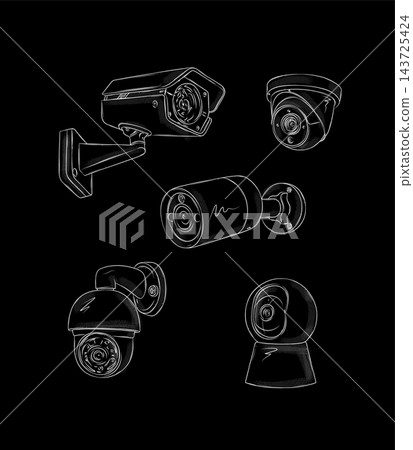 Security camera graphic set black 143725424
