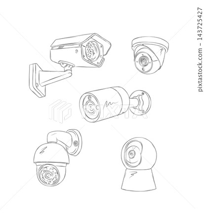 Security camera graphic set white 143725427