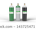 CNG NGV Compressed Natural Gas Cylinders with Brass Valves Isolated, 3D Render 143725471